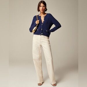 J. Crew Odette Cable-Knit Sweater Lady Jacket in Cotton-Blend Bouclé